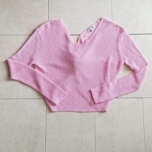 Fashion Nova Pink Knotted Crossed Back Sweater